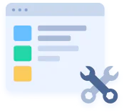 Illustration of a website and tools Illustration of a website and tools